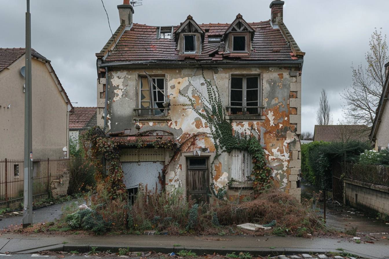 Équipe professionnelle effectuant le débarras d'une maison insalubre à Périgueux pour transformer un espace encombré