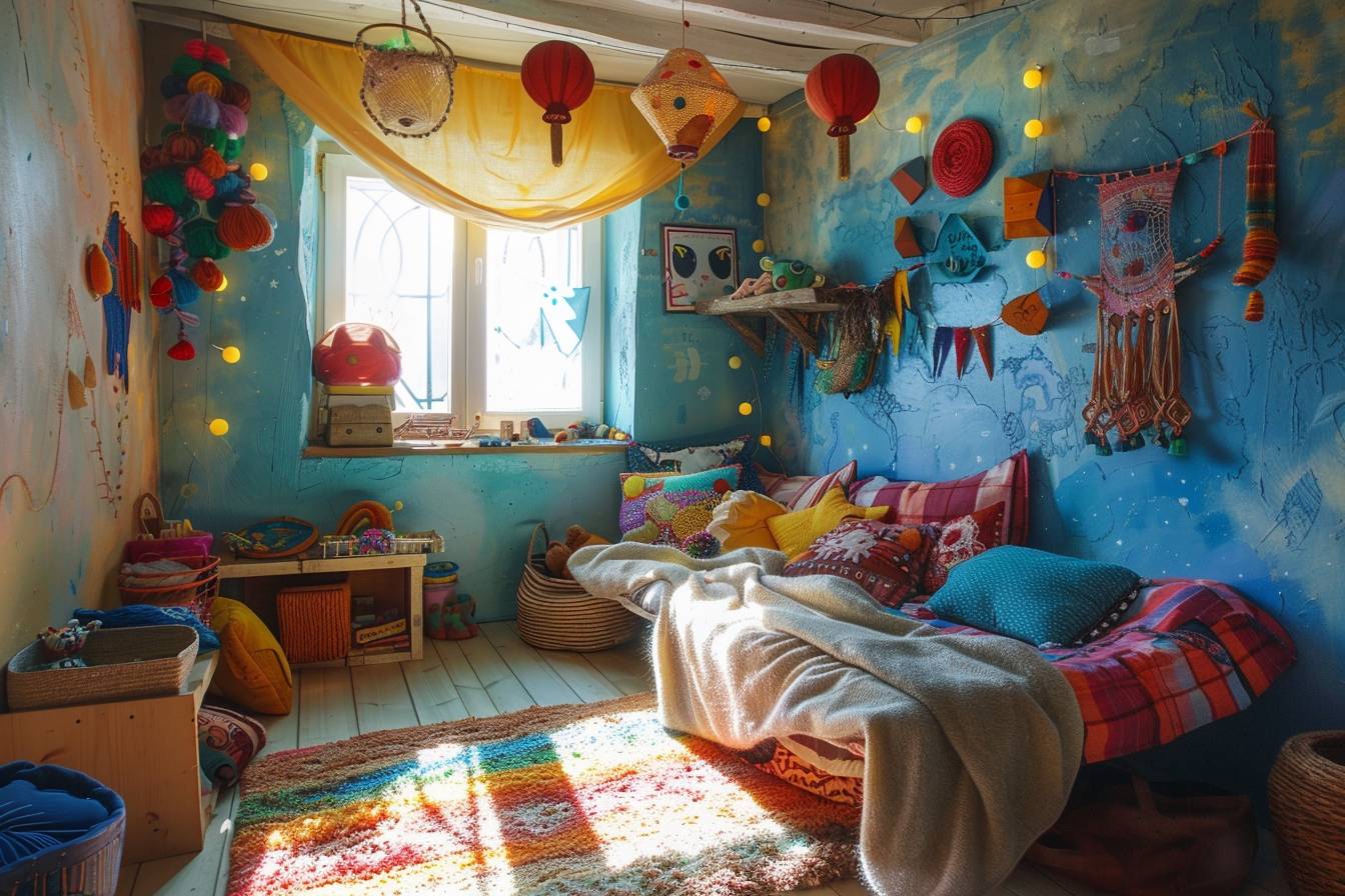 Idées créatives de décoration écolo pour chambre d'enfant avec matériaux recyclés